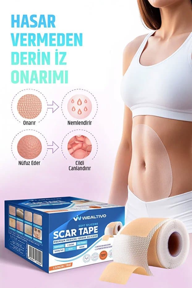 Premium Soft Silikon Yara İz Giderici Bandı %93 Etkili 2’li Set 6m - Keloid/Ameliyat/Sezaryen/Skar