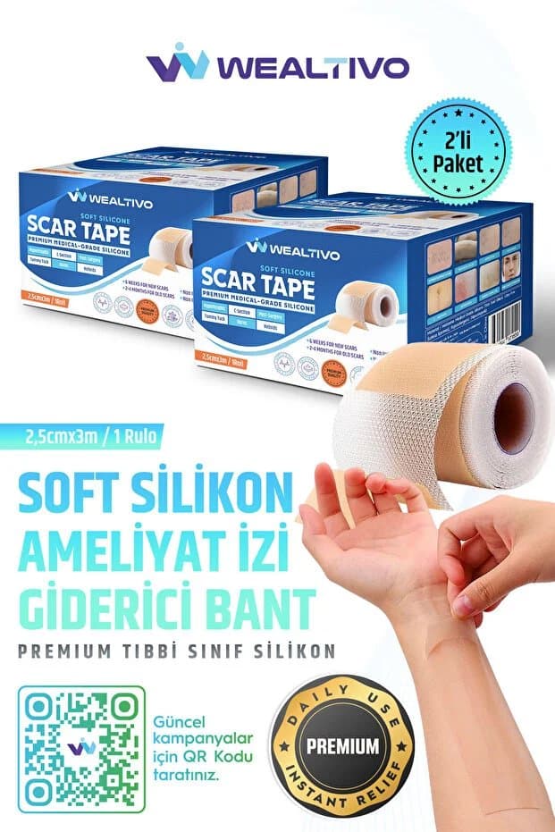 Premium Soft Silikon Yara İz Giderici Bandı %93 Etkili 2’li Set 6m - Keloid/Ameliyat/Sezaryen/Skar