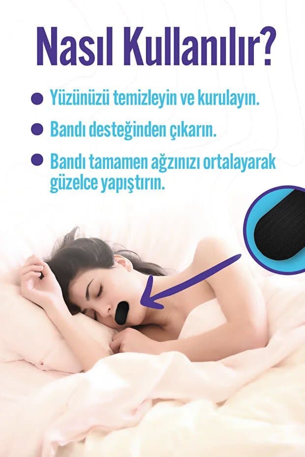 Premium Ağız Bandı 30 Adet, Horlama Desteği Hipoalerjenik Ağız Kapama Uyku Bandı (Mouth Tape)